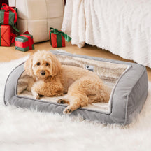 Canapé-lit orthopédique moderne pour chien en fausse laine d'agneau