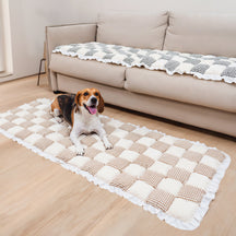 Grand tapis pour animaux Housse de canapé antidérapant à carreaux de couleur assortie