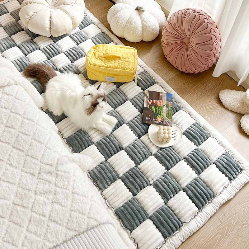 Grand tapis et couverture de canapé à carreaux pour animaux de compagnie