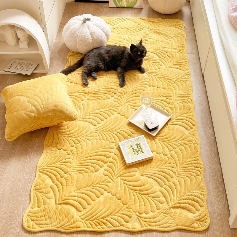 Tapis en coton à motif de feuilles housse de canapé anti-rayures